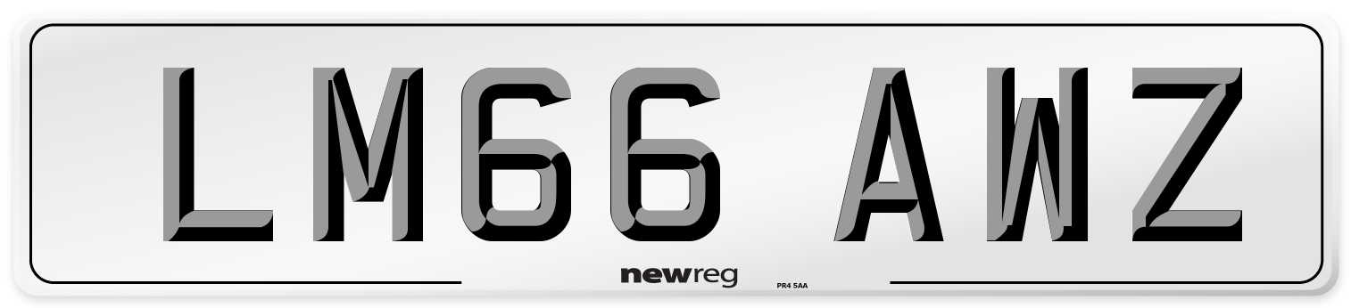 LM66 AWZ Number Plate from New Reg